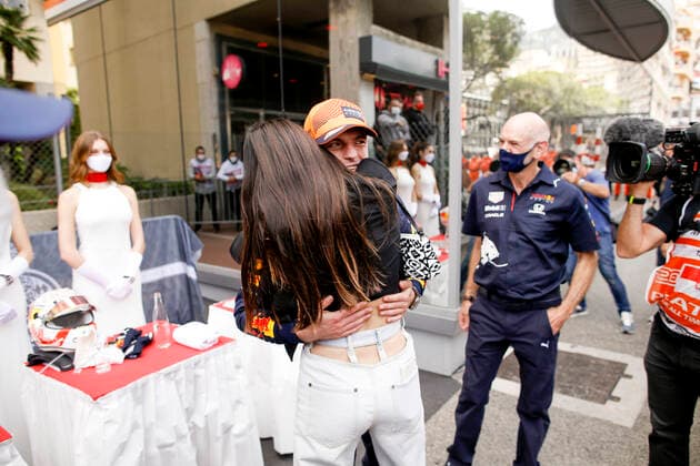 33 Max Verstappen (NED, Red Bull Racing) celebrates with his girlfriend Kelly Piquet, F1 Grand Prix of Monaco at Circuit de Monaco on May 23, 2021 in Monte-Carlo, Monaco. (Photo by HOCH ZWEI) Monte-Carlo Monaco