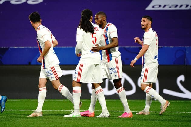 But - Karl Toko Ekambi (Lyon) - Jason Deneyer (Lyon) FOOTBALL : Lyon vs OGC Nice - Ligue 1 Uber Eats - Lyon - 23 05 2021 NorbertScanella PanoramiC 