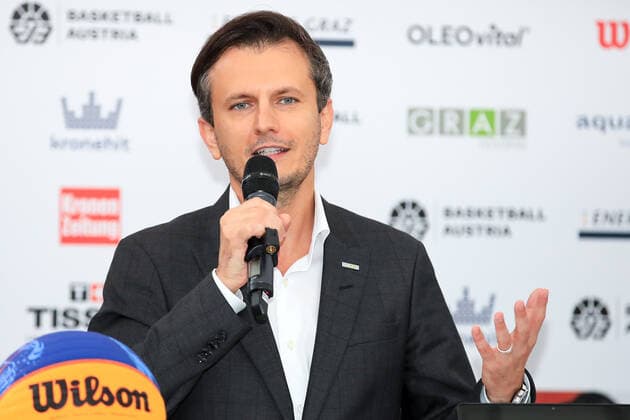 BASKETBALL - FIBA 3x3 Olympic Qualifying GRAZ,AUSTRIA,25.MAY.21 - BASKETBALL - FIBA 3x3 Olympic Qualifying, preview, press conference, PK, Pressekonferenz Image shows marketing director Richard Peer (Holding Graz).  GEPAxpictures xMarioxBuehner
