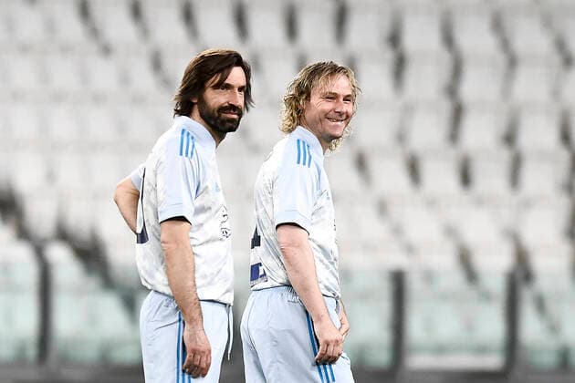 Bilder des Jahres 2021, Sport 05 Mai Sport Themen der Woche KW21 Sport Bilder des Tages Photo Nicolo Campo LaPresse 25 May 2021, Turin (Italy) - Football Partita del Cuore 2021 - Champions for research vs Italy national singers football team In the pic: Pavel Nedved, Andrea Pirlo  Copyright: xNicoloxCampo LaPressex