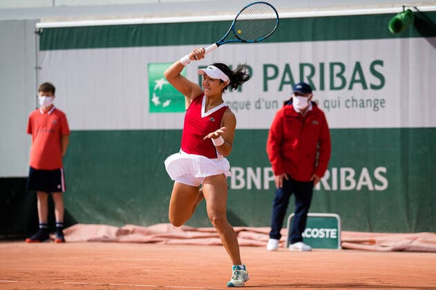 May 25, 2021, PARIS, FRANCE: Kristie Ahn of the United States in action during the first qualifications round at the 2021 Roland Garros Grand Slam Tournament PARIS FRANCE - ZUMAa181 20210525_zaa_a181_045 Copyright: xRobxPrangex