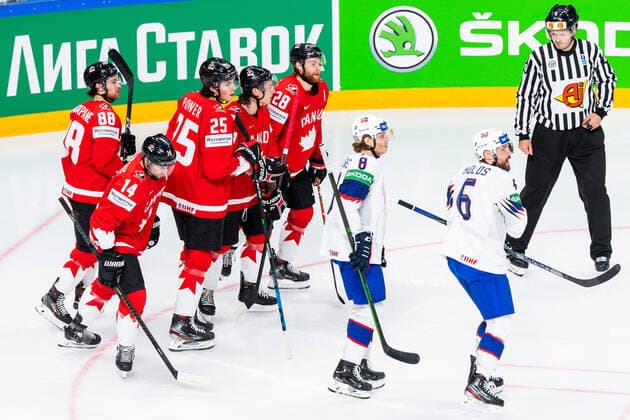 210526 Mathias Trettenes and Jonas Holos look dejected after Connor Brown of Canada scored 1-0 during the 2021 IIHF Ice hockey, Eishockey World Championship, WM, Weltmeisterschaft game between Canada and Norway on May 26, 2021 in Riga. Photo: Simon Hastegard BILDBYRAN kod SH SH0117 ishockey ice hockey ishockey-vm iihf ice hockey world championship canada kanada norge norway day 6 bbeng depp Copyright: SIMONxHASTEGARD BB210526SH012