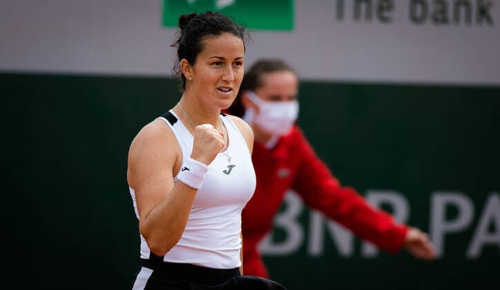 May 26, 2021: Lara Arrubarrena of Spain in action during the second qualifications round of the 2021 Roland Garros Grand Slam Tournament against Antonia Lottner of Germany - ZUMAa181 20210526_zaa_a181_196 Copyright: xRobxPrangex