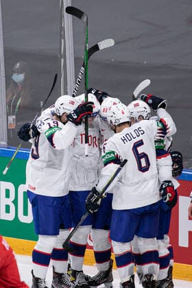 May 26, 2021, Riga, Latvia: Riga, Latvia, Arena Riga, May 26, 2021, Team Norway goal celebration during World Championship, WM, Weltmeisterschaft 2021 - Canada vs Norway - Ice hockey, Eishockey Ice Hockey - World Championship 2021 - Canada vs Norway, riga, Latvia - ZUMAl164 20210526_zsa_l164_063 Copyright: xAndreaxRex