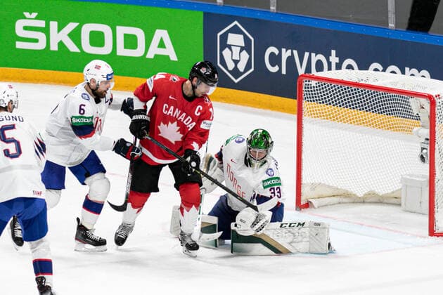 May 26, 2021, Riga, Latvia: Riga, Latvia, Arena Riga, May 26, 2021, Henruque (Canada) ..Haukeland (Norway) during World Championship, WM, Weltmeisterschaft 2021 - Canada vs Norway - Ice hockey, Eishockey Ice Hockey - World Championship 2021 - Canada vs Norway, riga, Latvia - ZUMAl164 20210526_zsa_l164_090 Copyright: xAndreaxRex