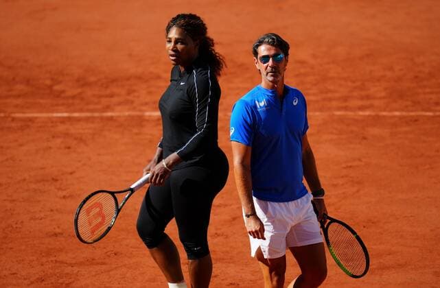Mandatory Credit: Photo by Javier Garcia BPI Shutterstock (11975057bo) Serena Williams during her first practice session of the tournament alongside coach Patrick Mouratoglou French Open Tennis, Wednesday Previews, Roland Garros, Paris, France - 27 May 2021 French Open Tennis, Wednesday Previews, Roland Garros, Paris, France - 27 May 2021  Copyright: xJavierxGarcia BPI Shutterstockx 11975057bo