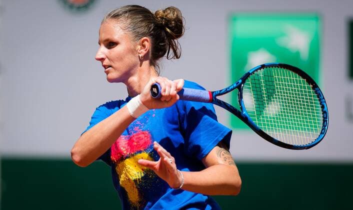 Mandatory Credit: Photo by Rob Prange Shutterstock (11975059bq) Karolina Pliskova of the Czech Republic during practice ahead of the 2021 Roland Garros Grand Slam Tournament French Open Tennis, Wednesday Previews, Roland Garros, Paris, France - 27 May 2021 French Open Tennis, Wednesday Previews, Roland Garros, Paris, France - 27 May 2021  Copyright: xRobxPrange Shutterstockx 11975059bq