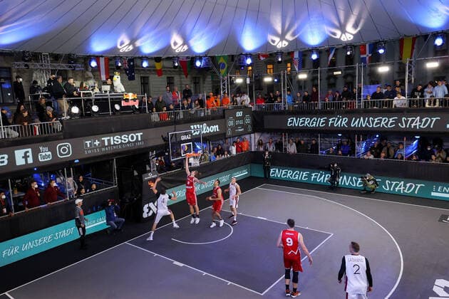 Sport Bilder des Tages BASKETBALL - FIBA 3x3 Olympic Qualifying GRAZ,AUSTRIA,27.MAY.21 - BASKETBALL - FIBA 3x3 Olympic Qualifying, men, AUT vs LAT. Image shows both teams.  GEPAxpictures xChristianxWalgram