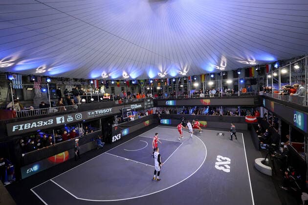 BASKETBALL - FIBA 3x3 Olympic Qualifying GRAZ,AUSTRIA,27.MAY.21 - BASKETBALL - FIBA 3x3 Olympic Qualifying, men, AUT vs LAT. Image shows both teams.  GEPAxpictures xChristianxWalgram