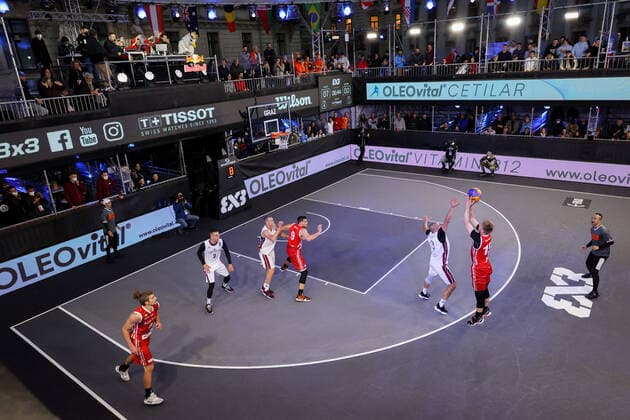 BASKETBALL - FIBA 3x3 Olympic Qualifying GRAZ,AUSTRIA,27.MAY.21 - BASKETBALL - FIBA 3x3 Olympic Qualifying, men, AUT vs LAT. Image shows both teams.  GEPAxpictures xChristianxWalgram