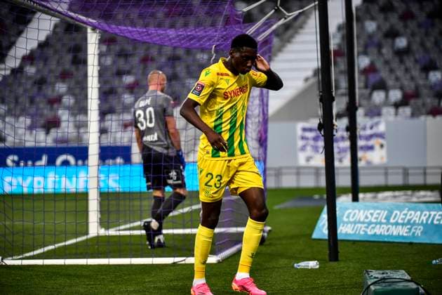 Joie but Randal Kolo Muani (fcn) FOOTBALL : Toulouse vs Nantes - Match Aller des Barrages L2 vs L1 - Toulouse - 27 05 2021 ThierryBreton Panoramic 
