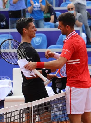 27.05.2021 Belgrade(Serbia) ATP, Tennis Herren Belgrade Open men s tennis singles 1 4 final Federico Coria(L) Argentina,Novak Djokovic(R) Serbia :Str