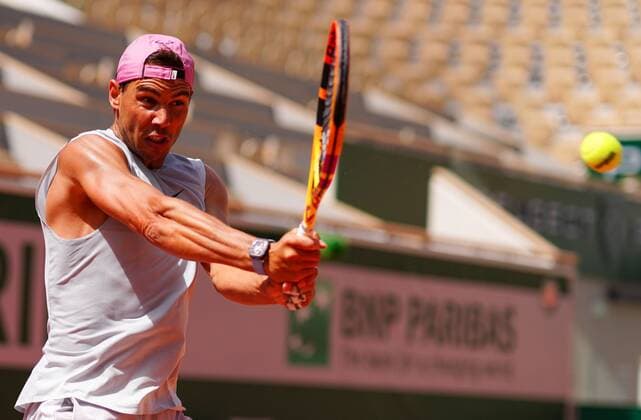 Mandatory Credit: Photo by Javier Garcia BPI Shutterstock (11976928cp) Rafael Nadal practices French Open Tennis, Friday Previews, Roland Garros, Paris, France - 28 May 2021 French Open Tennis, Friday Previews, Roland Garros, Paris, France - 28 May 2021  Copyright: xJavierxGarcia BPI Shutterstockx 11976928cp