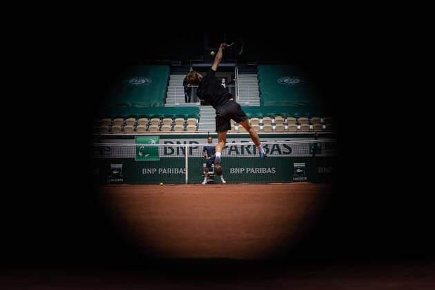 Roger Federer of Switzerland trains during a practice session with David Goffin of Belgium ahead of the French Open tennis tournament at Roland Garros in Paris, France, 28 May 2021. Roland Garros 2021 will run from 30 May to 13 June 2021.  Copyright: xAurelienxMorissardx