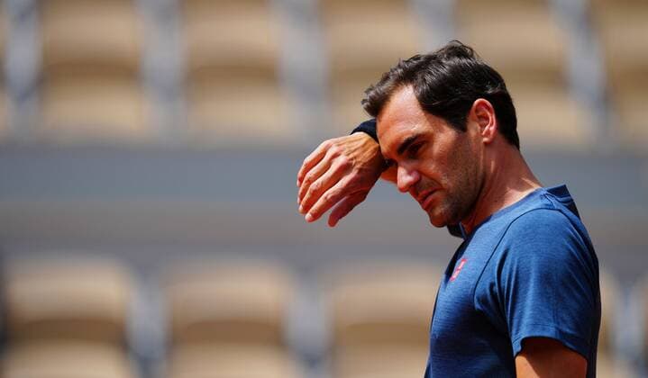 Mandatory Credit: Photo by Javier Garcia BPI Shutterstock (11976928dn) Roger Federer practices for the first time this week at Roland Garros French Open Tennis, Friday Previews, Roland Garros, Paris, France - 28 May 2021 French Open Tennis, Friday Previews, Roland Garros, Paris, France - 28 May 2021  Copyright: xJavierxGarcia BPI Shutterstockx 11976928dn