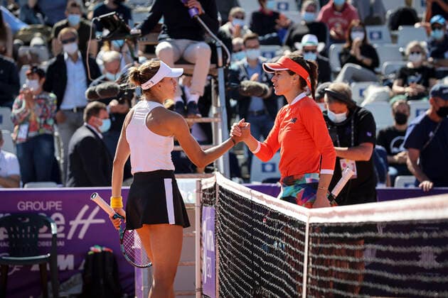 Magda Linette (POL) et Sorana Cirstea (ROU) Internationaux tennis de Strasbourg TENNIS : Internationaux tennis de Strasbourg - 28 05 2021 Elyxandrocegarra Panoramic 