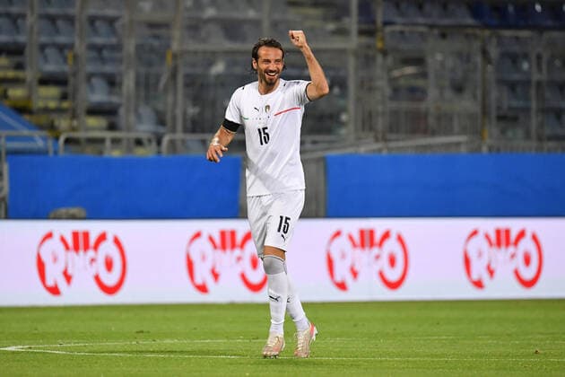 Gian Marco Ferrari of Italy, Ritratto, Esultanza, during Friendly match - Italy vs San Marino, friendly football match in Cagliari, Italy, May 28 2021  Copyright: xLiveMedia LuigixCanux xIPAx xLiveMediax 0