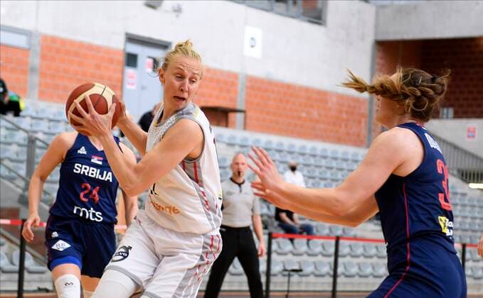 KORTRIJK, BELGIUM - MAY 28 : Wauters Ann of Belgium during friendly match belgium v Serbia prior to Euro Basket Women 2021 on may 28, 2021 in Kortrijk, Belgium, 28 05 2021 BASKET BALL : Amical - Belgique Vs Serbie - 28 05 2021 Photonews Panoramic 