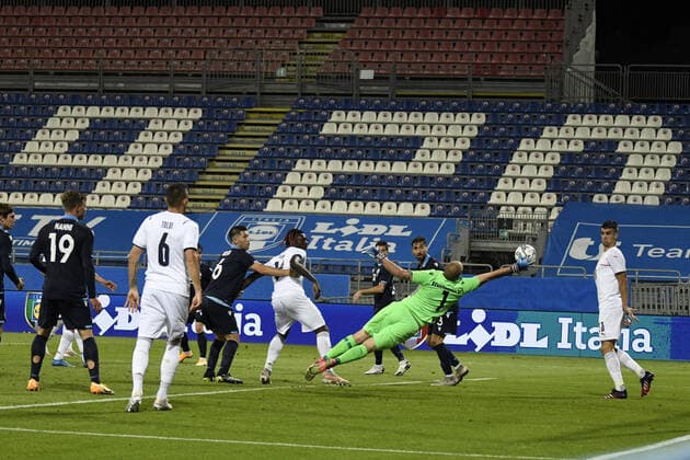 Gian Marco Ferrari (Italy)Elia Benedettini (San Marino) he scored the second goal for his team during the Uefa European Championship, EM, Europameisterschaft 2020 Friendly match between Italy 7-0 San Marino at Sardegna Arena on May 28, 2021 in Cagliari, Italy. Noxthirdxpartyxsales  (161403782)