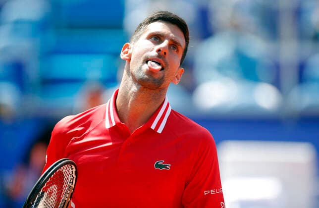 Sport Bilder des Tages (210529) -- BELGRADE, May 29, 2021 -- Serbia s Novak Djokovic reacts during his ATP, Tennis Herren 250 Belgrade Open semi-final singles tennis match against Slovakia s Andrej Martin in Belgrade, Serbia on May 28, 2021. (Photo by Xinhua) (SP)SERBIA-BELGRADE-TENNIS-DJOKOVIC-MARTIN PredragxMilosavljevic 