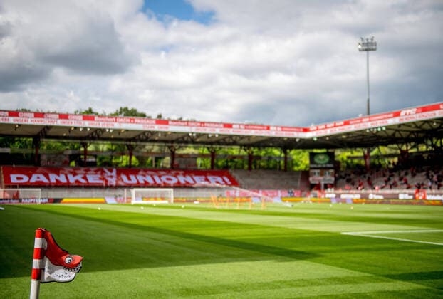 Uebersicht ueber das Stadion vor dem Spiel 1. FC Union Berlin - RB Leipzig 2:1 22. Mai 2021: Berlin, Stadion an der alten Foersterei Fussball 1. Bundesliga, 34. Spieltag. 1. FC Union Berlin - RB Leipzig 2:1
