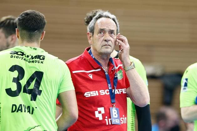 28.05.2021, xtgx, Handball 2. Bundesliga , HC Elbflorenz Dresden - DJK Rimpar Woelfe emspor, v.l. Trainer Rolf Brack (Rimpar) Dresden