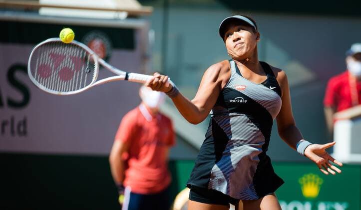 Mandatory Credit: Photo by Rob Prange Shutterstock (11977009m) Naomi Osaka of Japan in action during the first round of the 2021 Roland Garros Grand Slam Tournament French Open Tennis, Day One, Roland Garros, Paris, France - 30 May 2021 French Open Tennis, Day One, Roland Garros, Paris, France - 30 May 2021  Copyright: xRobxPrange Shutterstockx 11977009m