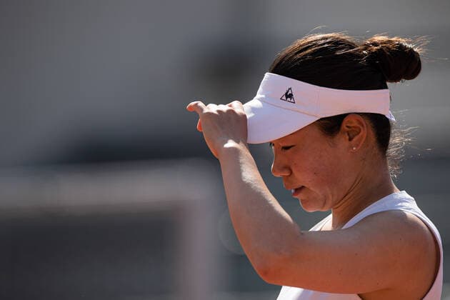 Nao HIBINO of Japan gestures against Nina STOJANOBIV of Serbia on the first round of the French Open tennis tournament at Roland Garros in Paris, France, 30 May 2021. Roland Garros 2021 will run from 30 May to 13 June 2021.  Copyright: xAurelienxMorissardx
