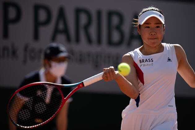 Nao HIBINO of Japan plays a ball against Nina STOJANOBIV of Serbia on the first round of the French Open tennis tournament at Roland Garros in Paris, France, 30 May 2021. Roland Garros 2021 will run from 30 May to 13 June 2021.  Copyright: xAurelienxMorissardx