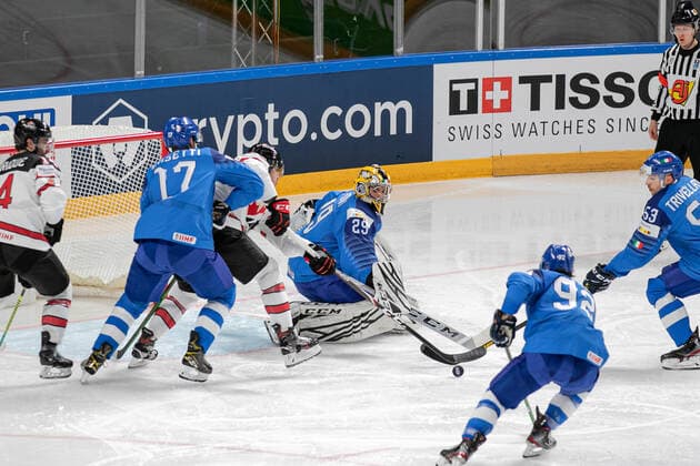 May 30, 2021, Riga, Latvia: Riga, Latvia, Arena Riga, May 30, 2021, Trivellato (Italy) ..Fadani (Italy)..Petan (Italy) during World Championship, WM, Weltmeisterschaft 2021 - Italy vs Canada - Ice hockey, Eishockey Ice Hockey - World Championship 2021 - Italy vs Canada, riga, Latvia - ZUMAl164 20210530_zsa_l164_050 Copyright: xAndreaxRex