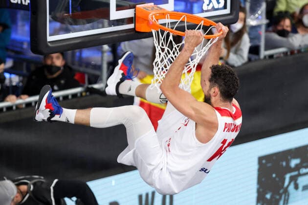 Sport Bilder des Tages BASKETBALL - FIBA 3x3 Olympic Qualifying GRAZ,AUSTRIA,30.MAY.21 - BASKETBALL - FIBA 3x3 Olympic Qualifying, semifinal, men, POL vs LAT. Image shows the rejoicing of Pawel Pawlowski (POL).  GEPAxpictures xChristianxWalgram
