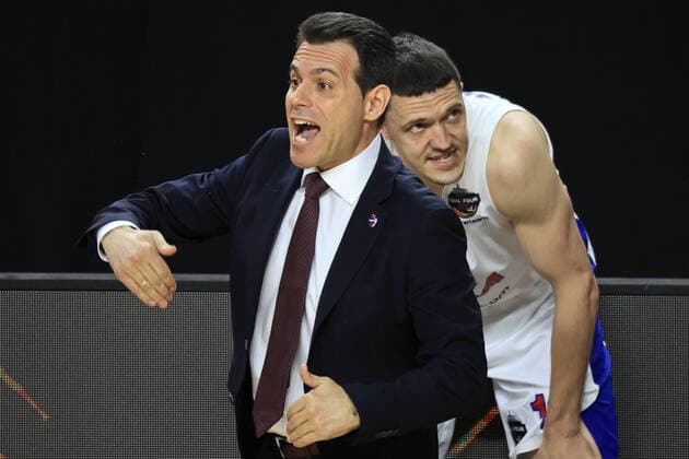 COLOGNE, GERMANY - MAY 30, 2021: CSKA s head coach Dimitris Itoudis at the 2020 21 Euroleague Final Four third place game between AX Armani Exchange Milan and CSKA Moscow at Lanxess Arena. Tatyana Makeyeva TASS  TS10227B