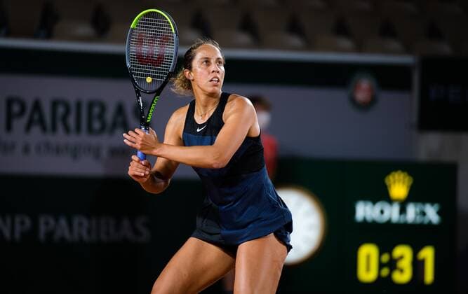 Mandatory Credit: Photo by Rob Prange Shutterstock (11977009gl) Madison Keys of the United States in action during the first round of the 2021 Roland Garros Grand Slam Tournament French Open Tennis, Day One, Roland Garros, Paris, France - 30 May 2021 French Open Tennis, Day One, Roland Garros, Paris, France - 30 May 2021  Copyright: xRobxPrange Shutterstockx 11977009gl
