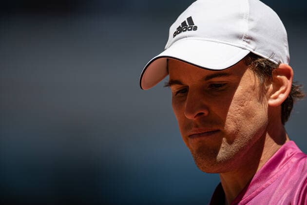 (210531) -- PARIS, May 31, 2021 -- Dominic Thiem of Austria reacts during the men s singles first round match against Pablo Andujar of Spain at the French Open tennis tournament at Roland Garros in Paris, France, May 30, 2021. (Photo by Xinhua) (SP)FRANCE-PARIS-TENNIS-ROLAND GARROS-FRENCH OPEN-MEN S SINGLES AurelienxMorissard 