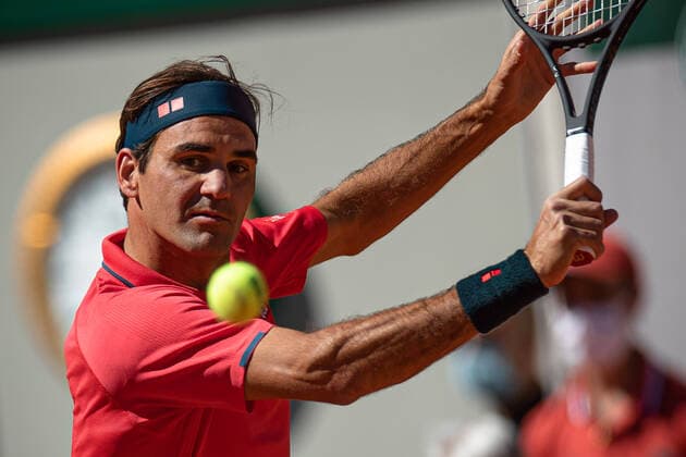 Sport Bilder des Tages Roger FEDERER of Switzerland plays a ball against Denis Istomin of Uzbekistan on the first round of the French Open tennis tournament at Roland Garros in Paris, France, 31 May 2021. Roland Garros 2021 will run from 30 May to 13 June 2021.  Copyright: xAurelienxMorissardx