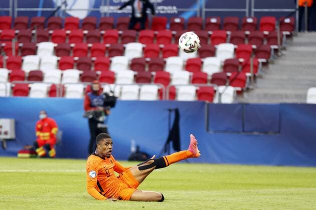 BUDAPEST - Myron Boadu of Holland scores 2-1 during the UEFA EURO, EM, Europameisterschaft,Fussball U21, U 21 quarter-final match between the Netherlands U21 and France U21 at the Bozsik Arena on May 31, 2021 in Budapest, Hungary. ANP ROBIN VAN LONKHUIJSEN EURO 2020 U21 quater final 2020 2021 xVIxANPxSportx xxANPxIVx