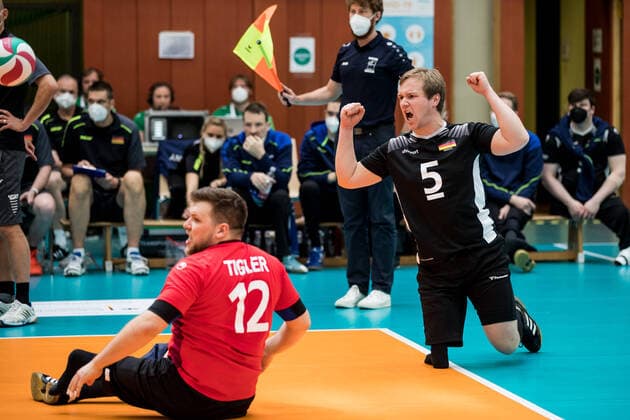 WORLD ParaVolley Men’s Final Qualifier Tokyo 2020 Paralympic Games: Deutschland - Kanada; 01.06.2021 Stefan Haehnlein (Deutschland, 5) jubelt WORLD ParaVolley Men’s Final Qualifier Tokyo 2020 Paralympic Games: Deutschland - Kanada; Duisburg Sportschule Wedau Copyright: xBEAUTIFULxSPORTS Wunderlx