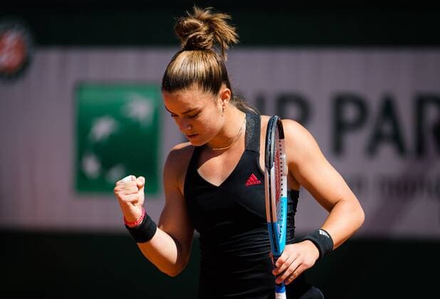 Mandatory Credit: Photo by Rob Prange Shutterstock (11988196c) Maria Sakkari of Greece in action during the first round at the 2021 Roland Garros Grand Slam Tournament French Open Tennis, Day Three, Roland Garros, Paris, France - 01 Jun 2021 French Open Tennis, Day Three, Roland Garros, Paris, France - 01 Jun 2021  Copyright: xRobxPrange Shutterstockx 11988196c