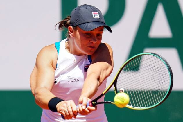 Mandatory Credit: Photo by Javier Garcia BPI Shutterstock (11988207ad) Ashleigh Barty during her first round match French Open Tennis, Day Three, Roland Garros, Paris, France - 01 Jun 2021 French Open Tennis, Day Three, Roland Garros, Paris, France - 01 Jun 2021  Copyright: xJavierxGarcia BPI Shutterstockx 11988207ad