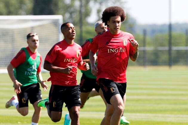 TUBIZE, BELGIUM - JUNE 01 : Axel Witsel pictured during a training session of the Belgian National Football Team prior to the friendly games against Greece and Croatia before the 16th UEFA 2020 European Football Championship on June 1, 2021 in Tubize, Belgium, 1 06 2021 FOOTBALL : Belgique Activites Media EURO2020 - 01 06 2021 Photonews Panoramic 