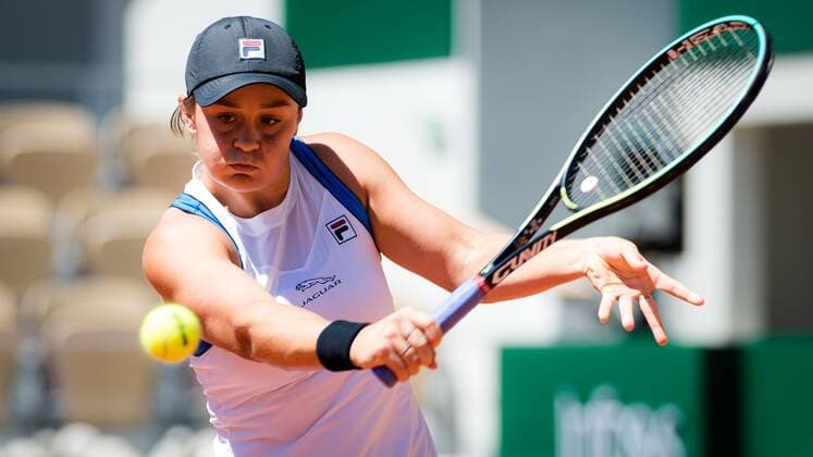 Mandatory Credit: Photo by Rob Prange Shutterstock (11988196bs) Ashleigh Barty of Australia in action during the first round at the 2021 Roland Garros Grand Slam Tournament French Open Tennis, Day Three, Roland Garros, Paris, France - 01 Jun 2021 French Open Tennis, Day Three, Roland Garros, Paris, France - 01 Jun 2021  Copyright: xRobxPrange Shutterstockx 11988196bs