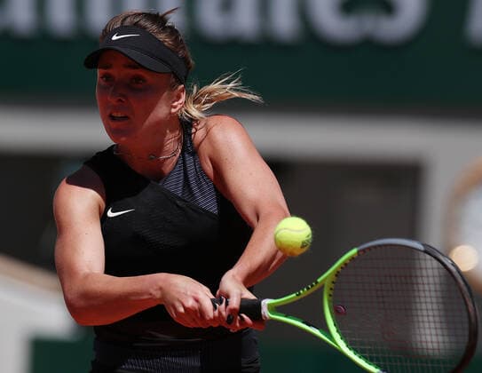 (210601) -- PARIS, June 1, 2021 -- Elina Svitolina returns shot during the women s singles first round match between Elina Svitolina of Ukraine and Oceane Babel of France at the French Open tennis tournament at Roland Garros in Paris, France, June 1, 2021. ) (SP)FRANCE-PARIS-TENNIS-ROLAND GARROS-FRENCH OPEN-WOMEN S SINGLES GaoxJing 