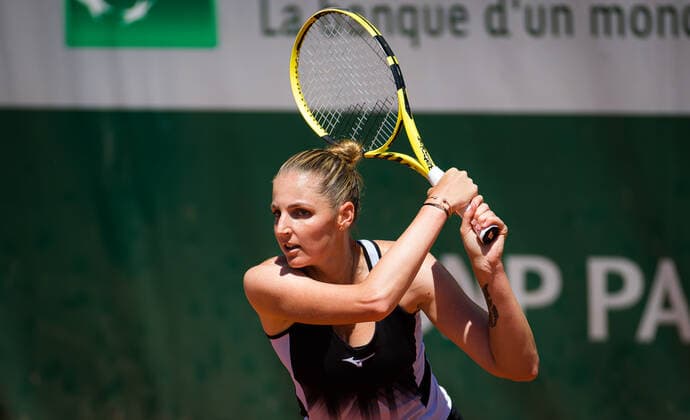 June 1, 2021: Kristyna Pliskova of the Czech Republic in action during the first round at the 2021 Roland Garros Grand Slam Tournament against Barbora Krejcikova of the Czech Republic - ZUMAa181 20210601_zaa_a181_101 Copyright: xRobxPrangex
