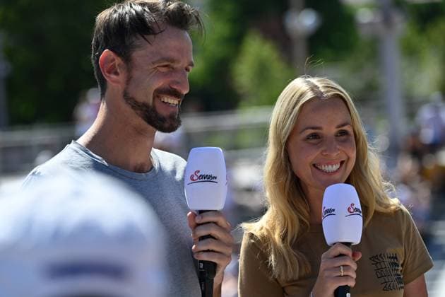 2021 Roland Garros ServusTv Roland Garros Coverage from left : Christofer Kas , Germany and Antonia Wisgickl , Austria