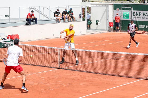 TENNIS - French Open 2021 PARIS,FRANCE,02.June.21 - TENNIS - ATP, Tennis Herren World Tour, French Open, Roland Garros, Grand Slam. Image shows Oliver Marach (AUT) and Aisam-ul-haq Qureshi (PAK).  GEPAxpictures xPatrickxSteiner