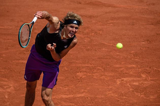 Alexander ZVEREV of Germany serves against Roman SAFIULLIN of Russia on the second round of the French Open tennis tournament at Roland Garros in Paris, France, 2 June 2021. Roland Garros 2021 will run from 30 May to 13 June 2021.  Copyright: xAurelienxMorissardx
