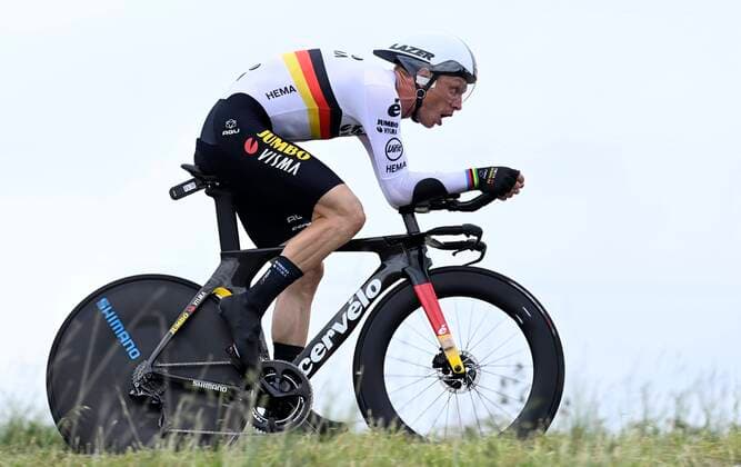 Sport Bilder des Tages Roche-La-Moliere, France - June 2 : MARTIN Tony (GER) of JUMBO-VISMA during stage 4 of the 73th edition of the 2021 Criterium du Dauphine Libere cycling race, a individual time-trial of 16,4km with start in Firminy and finish in Roche-La-Moliere on June 02, 2021 in Roche-La-Moliere, France, 2 06 2021 CYCLISME : Criterium du Dauphine 2021 - 02 06 2021 Photonews Panoramic 