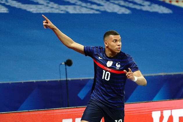 Joie - Kylian MBappe (France) FOOTBALL : France vs Pays de Galles - Nice - 02 06 2021 NorbertScanella PanoramiC 