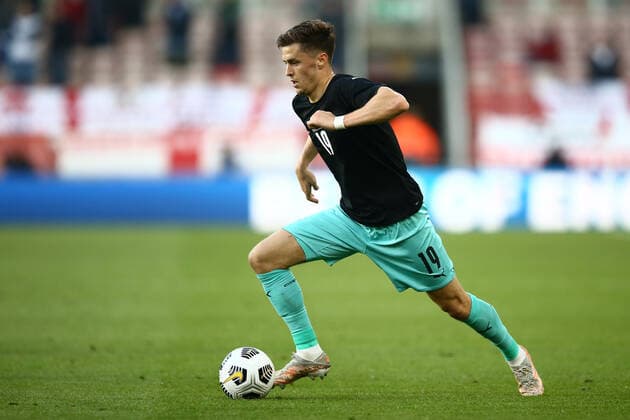 SOCCER - ENG vs AUT, test match MIDDLESBROUGH,ENGLAND,02.JUN.21 - SOCCER - UEFA European Championship, EM, Europameisterschaft preview, OEFB international match, Länderspiel, Nationalmannschaft England vs Austria, friendly match. Image shows Christoph Baumgartner (AUT).  GEPAxpictures xMichaelxZemanek