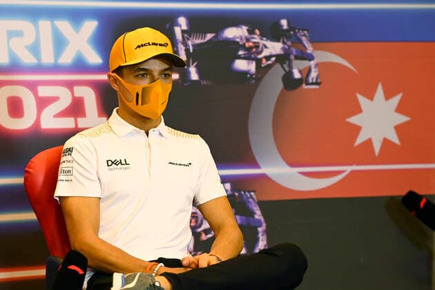 F1 Grand Prix of Azerbaijan 4 Lando Norris (GBR, McLaren F1 Team), F1 Grand Prix of Azerbaijan at Baku City Circuit on June 3, 2021 in Baku, Azerbaijan. (Photo by Mark Sutton LAT Motorsport Images FIA Pool via HOCH ZWEI) Baku Azerbaijan Poolfoto HOCH ZWEI Pool Motorsport Images ,EDITORIAL USE ONLY